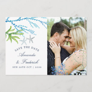 Reserve A Data Watercolor Seaweed Beach Casamento Salve a Data