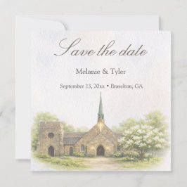 Reserve A Data Watercolor Stone Chapel Save the Date Card