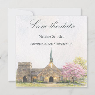 Reserve A Data Watercolor Stone Chapel Spring Save the Date Card