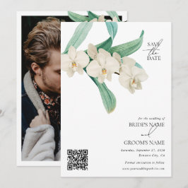 Reserve A Data Watercolor White Orchids Floral Wedding Photo