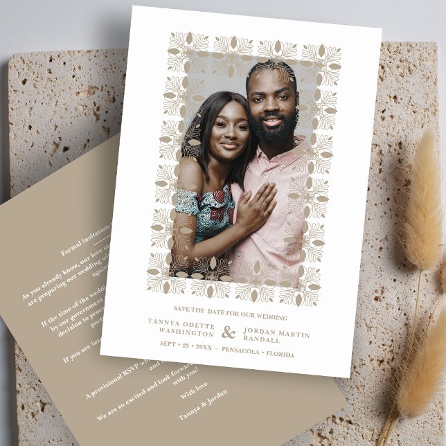 Reserve A Data Wedding Gold Fancy Ornament Lace Effect Modern (Criador carregado)