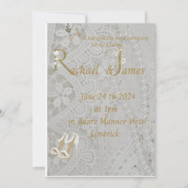 Reserve A Data  wedding invitation , old lace design .