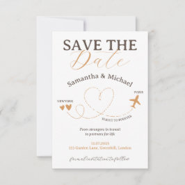 Reserve A Data Wedding Save the Date travel flight plane