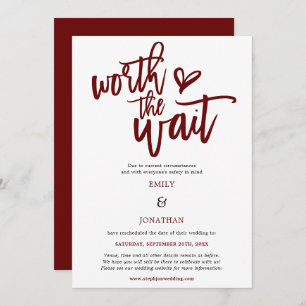 Reserve A Data Wedding Worth the Wait Script Burgundy