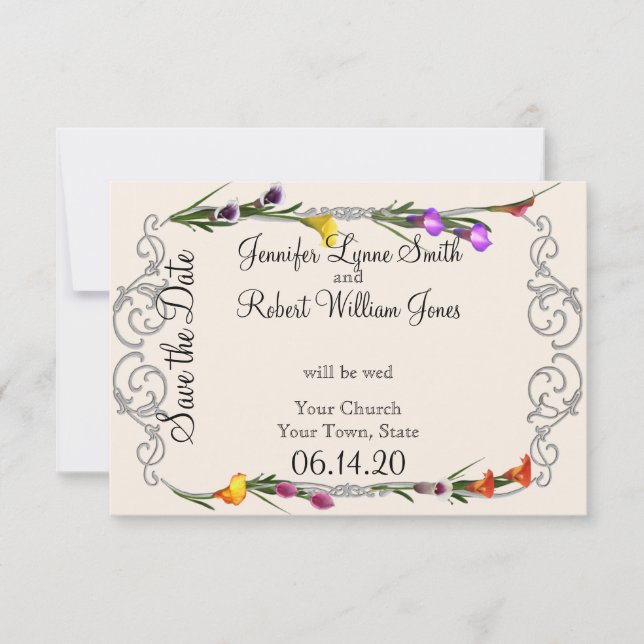 Reserve A Data Western Calla Lily Posh Casando Salve a Data (Frente)