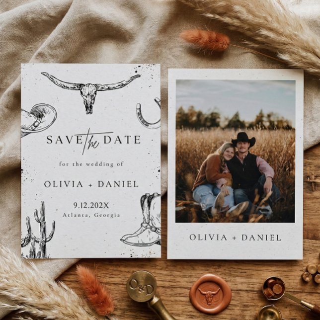 Reserve A Data Western Desert Country cowboy Photo Save The Date (Criador carregado)