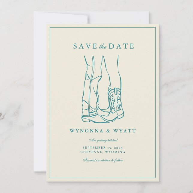 Reserve A Data Western Rustic Modern Photo Save the Date (Frente)