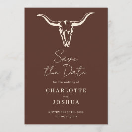 Reserve A Data Western Save the Date | Rustic Boho Cow Skull