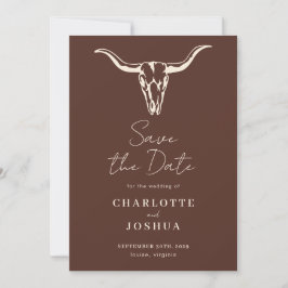 Reserve A Data Western Save the Date | Rustic Boho Cow Skull