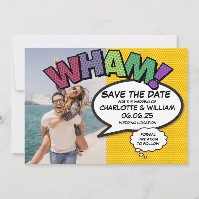 Reserve A Data WHAM Foto Salvar Data Divertido Retro Revista em Q (Frente)