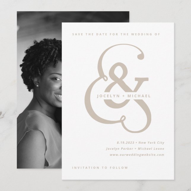 Reserve A Data Whimsical Ampersand | Foto original e branca (Frente/Verso)