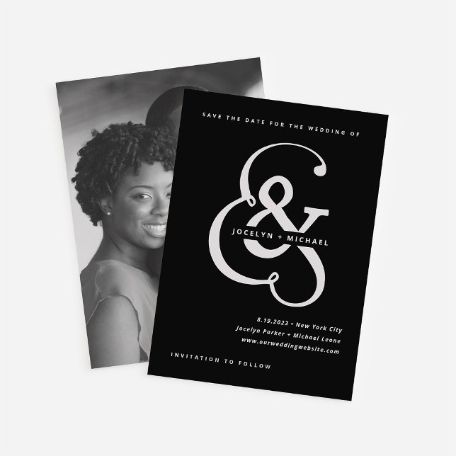 Reserve A Data Whimsical Ampersand | Moody Black Photo Back (Criador carregado)