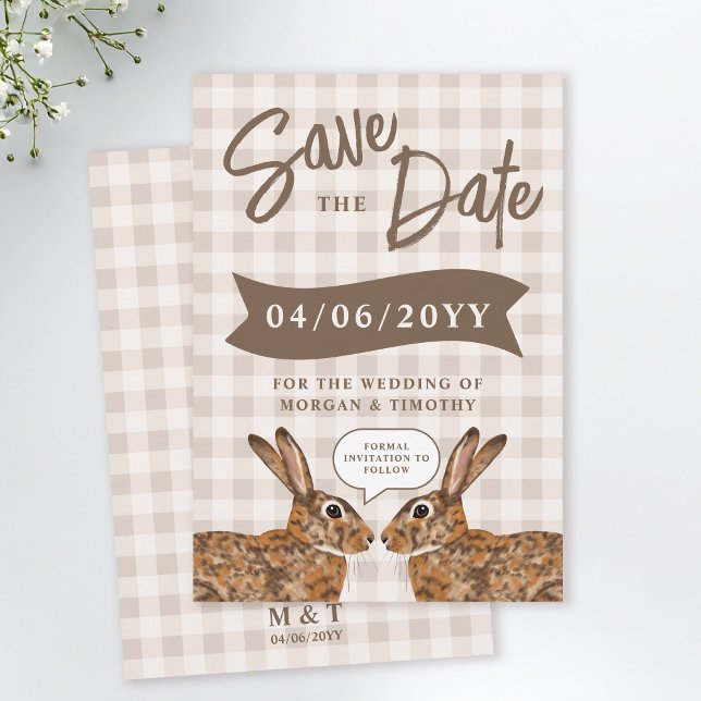 Reserve A Data Whimsical Beige Woodland Hare Bunny Save The Date (Criador carregado)