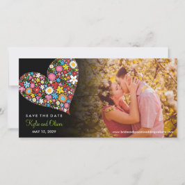 Reserve A Data Whimsical Colorful Chic Spring Flowers Heart Photo
