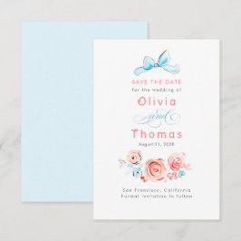 Reserve A Data Whimsical Cute Pastel Flowers Bow Save the Date
