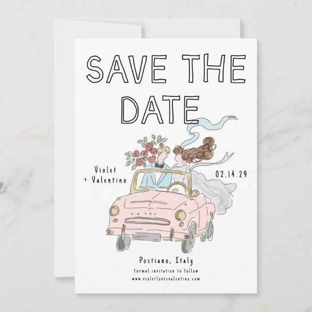 Reserve A Data Whimsical Doodle Quirky Save the Date  (Frente)