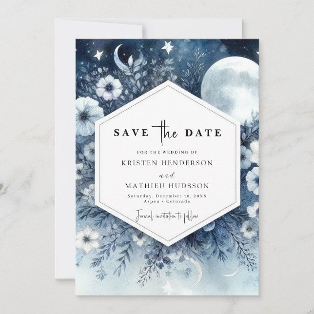 Reserve A Data Whimsical Floral Moonlit Wedding (Frente)