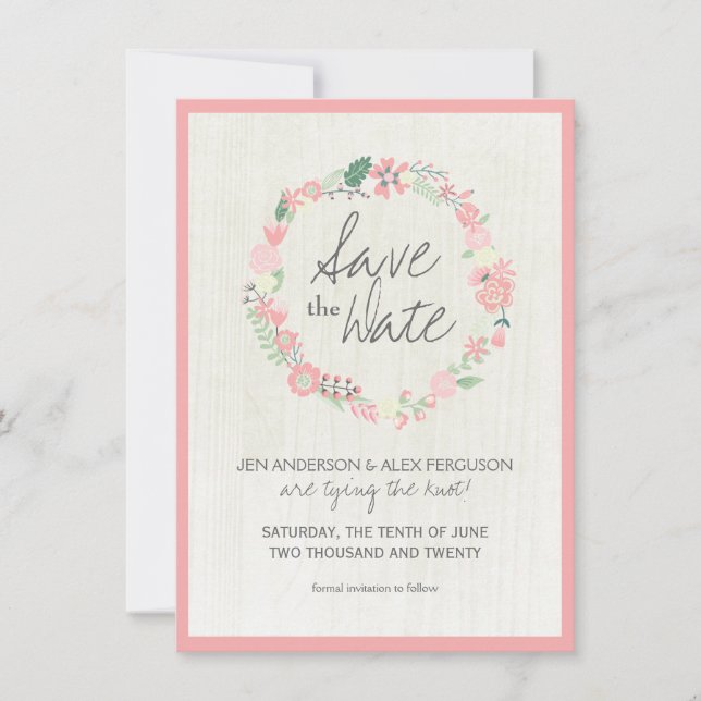 Reserve A Data Whimsical Floral Save the Date Wedcard Card (Frente)