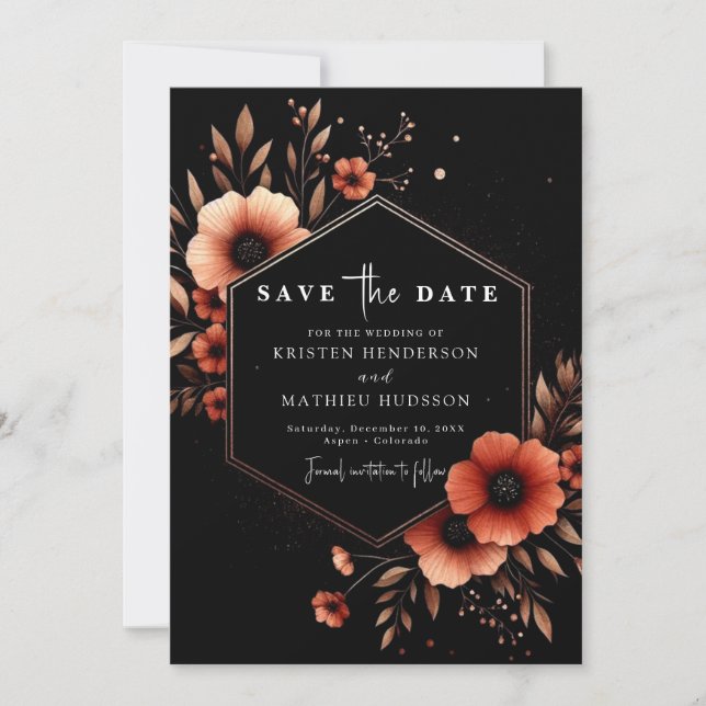 Reserve A Data Whimsical Floral Terracotta Wedding (Frente)