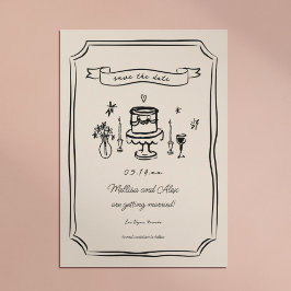 Reserve A Data Whimsical Hand Drawn Quirky Wedding