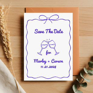 Reserve A Data Whimsical Hand - Letra Royal Blue Wedding