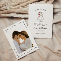 Whimsical Quirky Mão Desenhado Casamento De Bolo D