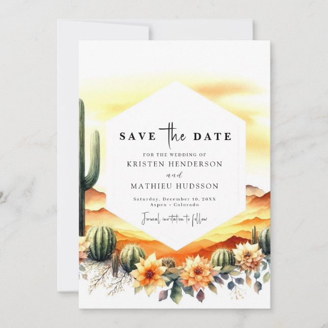 Reserve A Data Whimsical Romantic Cactus Wedding (Frente)
