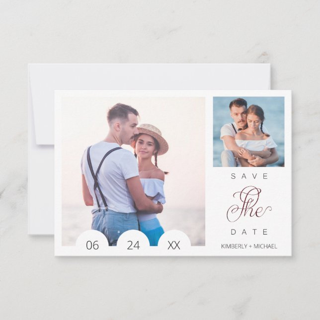 Reserve A Data Whimsical Typography Script 2 Photo Engaged Couple (Frente)