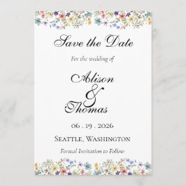 Reserve A Data Whimsical Wildflower Meadow Wedding Save The Date