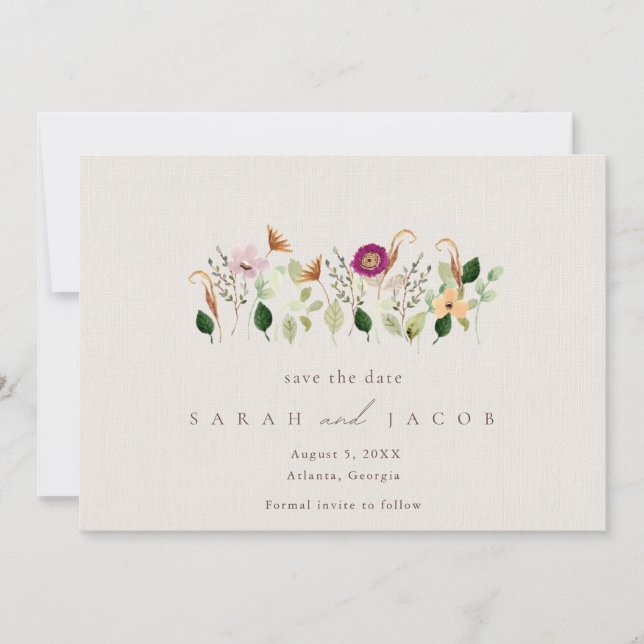 Reserve A Data Whimsical Wildflowers Wedding  (Frente)