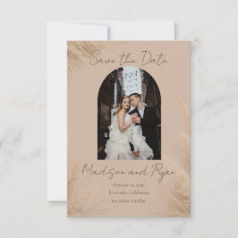 Reserve A Data Whispering Pampas Photo Wedding Save the Date Card