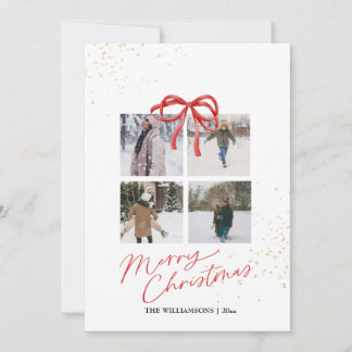 Reserve A Data White and Red Aesthetic Family Christmas Card