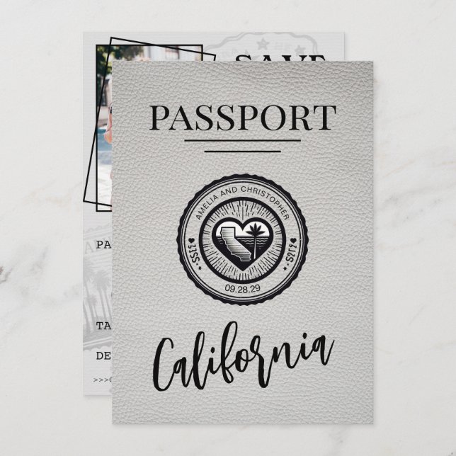 Reserve A Data White California Passport Salvar a Data (Frente/Verso)