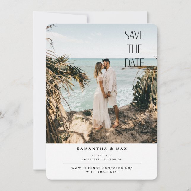 Reserve A Data White com Foto Simples em Praia Arredondada Salve  (Frente)