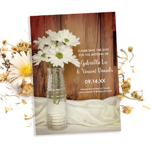 Reserve A Data White Daisies in Milk Bottle Casamento Salvar Data