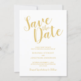 Reserve A Data White e Dourado casamento de Script Moderno Salvem