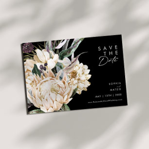 Reserve A Data White Floral   Preto Horizontal Salvar a Data
