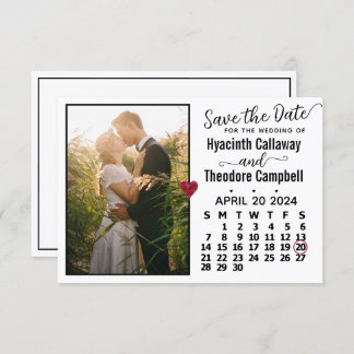 Reserve A Data White Foto personalizada do calendário de casament