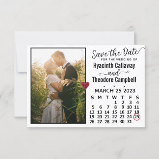Reserve A Data White Foto Personalizada do Calendário de Março de