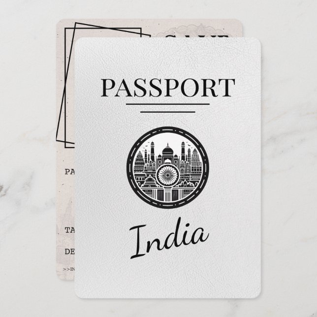 Reserve A Data White India Passport Salvar Data (Frente/Verso)