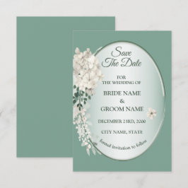 Reserve A Data White Jasmine Floral Green Geometric Wedding