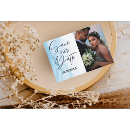 Reserve A Data White Marble Salve A Data Personalizável Card