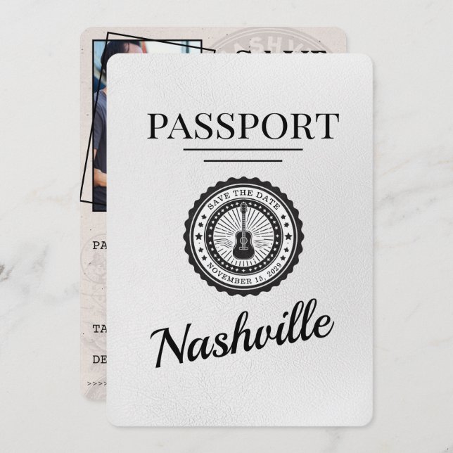 Reserve A Data White Nashville Passport Salvar A Data (Frente/Verso)