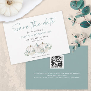 Reserve A Data White Pumpkins Florals QR Code Wedding