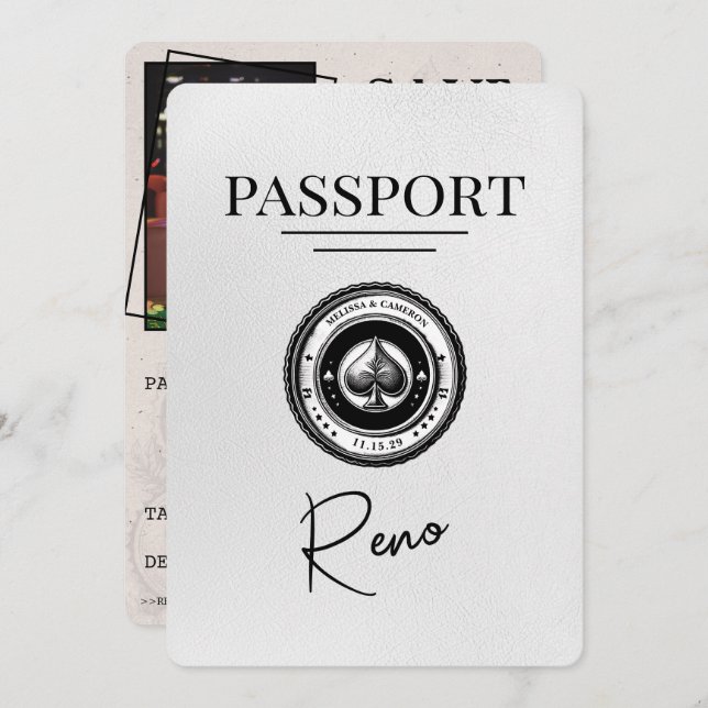 Reserve A Data White Reno Passport Salvar Data (Frente/Verso)