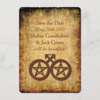 Wiccan Rustic Save the Date Card Gay HandFixes (Sa