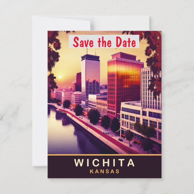 Reserve A Data Wichita, Kansas, Viagem Postcard, (Frente)