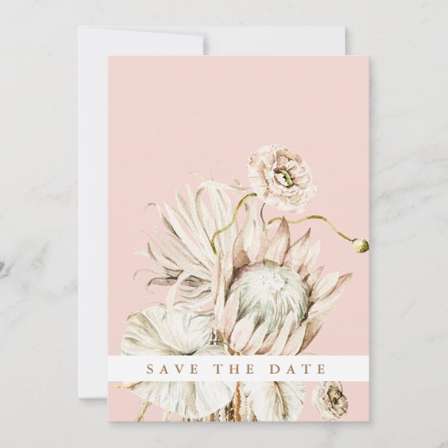 Reserve A Data Wild Boho Protea Pampas Grass Foto Blush (Frente)