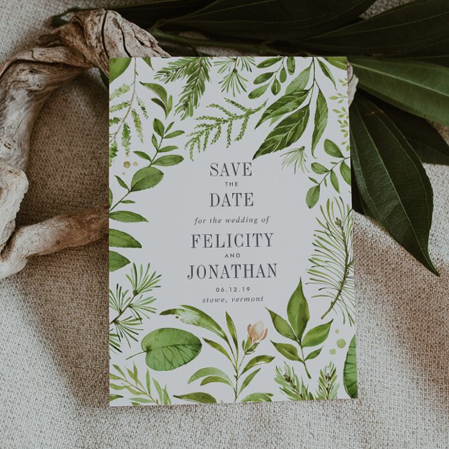 Reserve A Data Wild Meadow | Bot Botanical Wedding Save the Date  (Criador carregado)