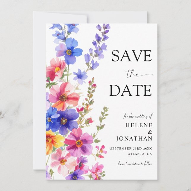 Reserve A Data Wildflower Elegant Boho Rustic Garden Wedding (Frente)